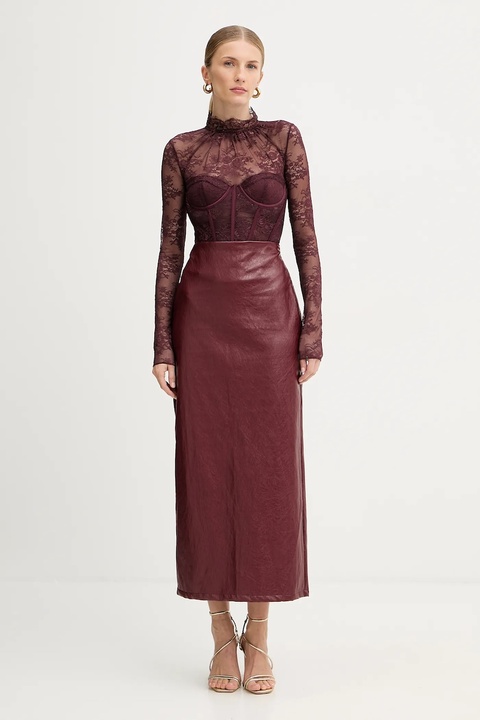 Retrofete body Valentina damskie kolor fioletowy z aplikacją FW24-10322 - zdjęcie produktu nr 2