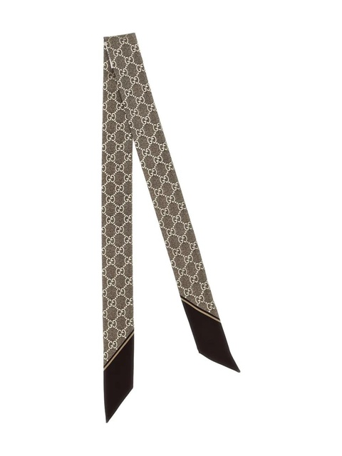 Gucci GG monogram silk ribbon scarf - Brown - zdjęcie produktu nr 1