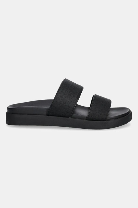 Calvin Klein klapki FLAT SLIDE - JACQ damskie kolor czarny na platformie HW0HW02486 - zdjęcie produktu nr 2