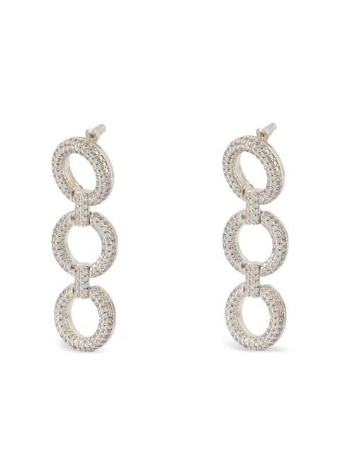 Self-Portrait crystal-embellished circle-link earrings - Silver - zdjęcie produktu nr 2