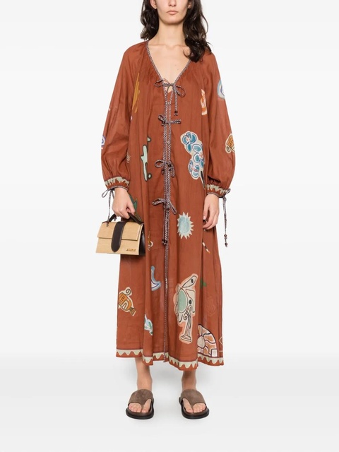 ALEMAIS x LRNLE tie-fastening midi dress - Brown - zdjęcie produktu nr 1