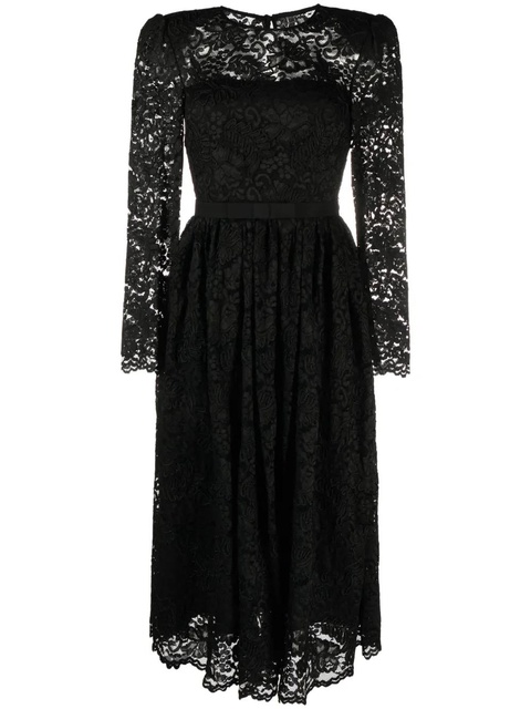 Self-Portrait detachable-belt floral-lace dress - Black - zdjęcie produktu nr 1