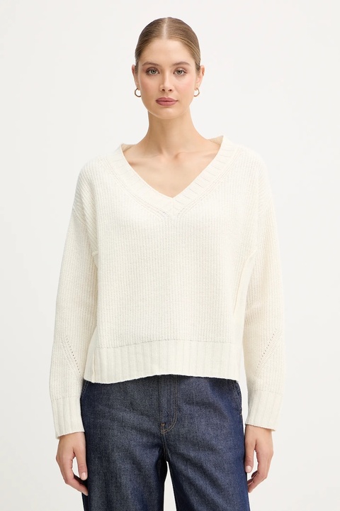 United Colors of Benetton sweter z dodatkiem wełny damski kolor beżowy 126WD402Z - zdjęcie produktu nr 1