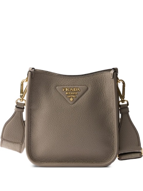 Prada mini leather shoulder bag - F03QH CLAY GRAY - zdjęcie produktu nr 1