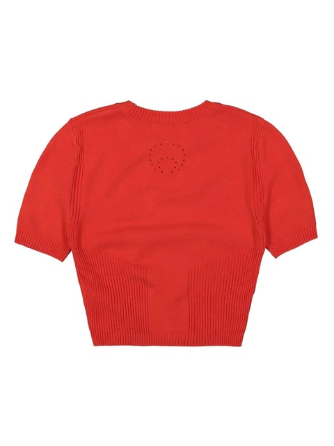 Marine Serre cropped knitted top - Red - zdjęcie produktu nr 2
