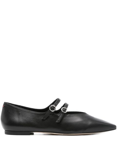 Aeyde Franny double-buckle pointed ballet flats - Black - zdjęcie produktu nr 1