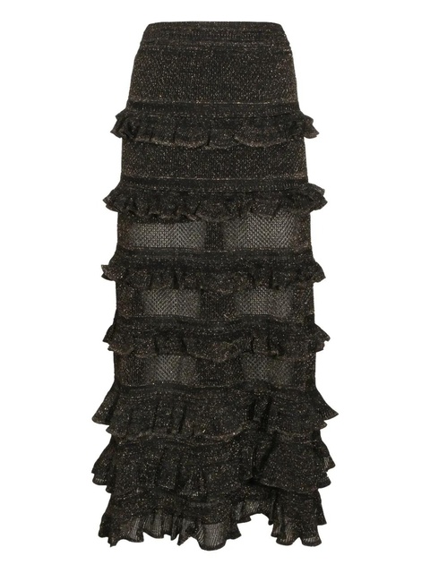 ZIMMERMANN midi ruffled tiers skirt - Black - zdjęcie produktu nr 2