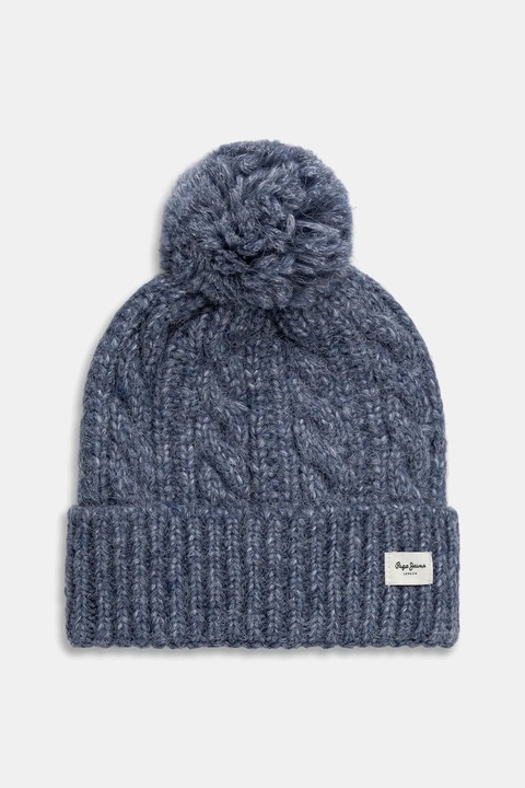 Pepe Jeans czapka z domieszką wełny kolor niebieski PL0400004 - zdjęcie produktu nr 1