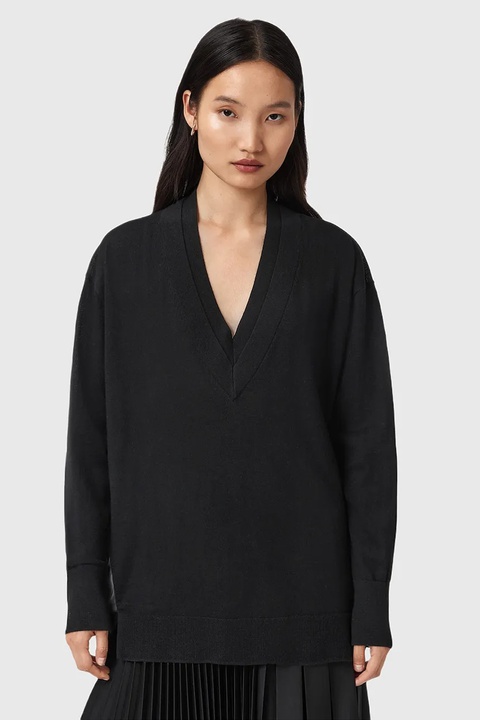 AllSaints sweter z dodatkiem wełny BERN damski kolor czarny lekki W050KD - zdjęcie produktu nr 1