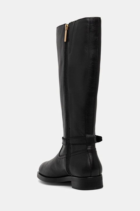 Tommy Hilfiger kozaki skórzane TH BUCKLE RIDING LTHR LONG BOOT damskie kolor czarny na płaskim obcasie FW0FW08873 - zdjęcie produktu nr 2