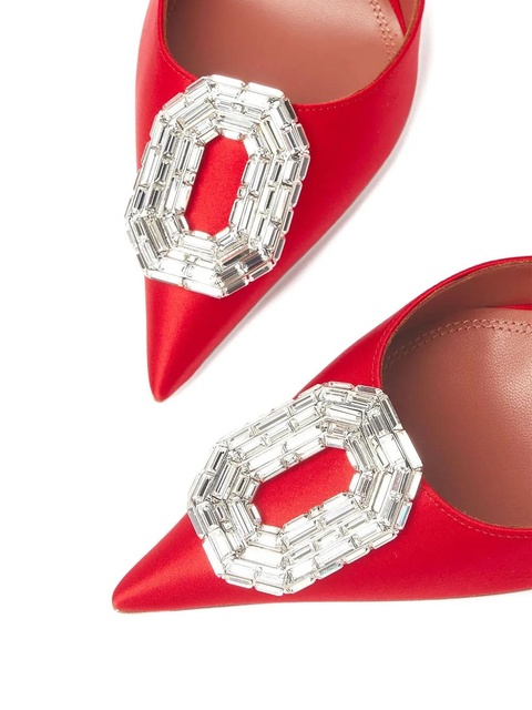 Amina Muaddi 105mm Camelia satin slingback pumps - Red - zdjęcie produktu nr 2