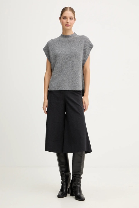 United Colors of Benetton kamizelka z dodatkiem wełny damski kolor szary z półgolfem 1244D10EF - zdjęcie produktu nr 2