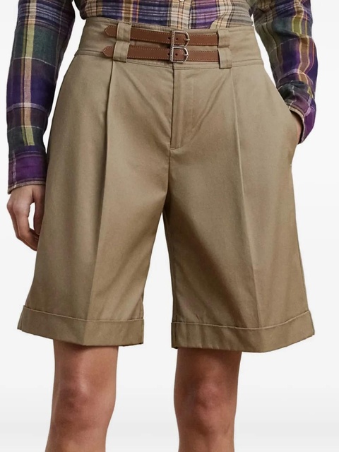 Lauren Ralph Lauren buckle-belt cotton shorts - Neutrals - zdjęcie produktu nr 1
