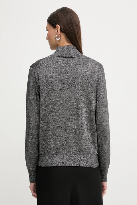 Calvin Klein sweter z dodatkiem wełny damski kolor szary lekki z półgolfem LV044E363G - zdjęcie produktu nr 2
