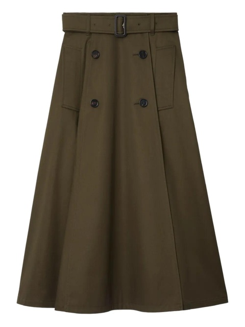 Burberry buckle-belt gabardine midi skirt - Green - zdjęcie produktu nr 2