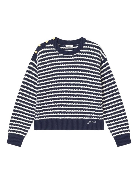GANNI striped button-detail sweater - Blue - zdjęcie produktu nr 1