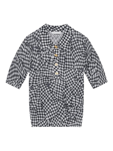 GANNI patterned-jacquard top - Black - zdjęcie produktu nr 1