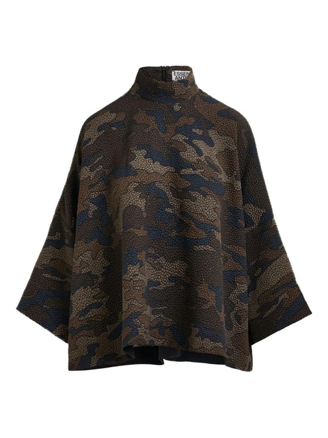 Essentiel Antwerp camouflage-pattern high-neck blouse - Brown - zdjęcie produktu nr 1