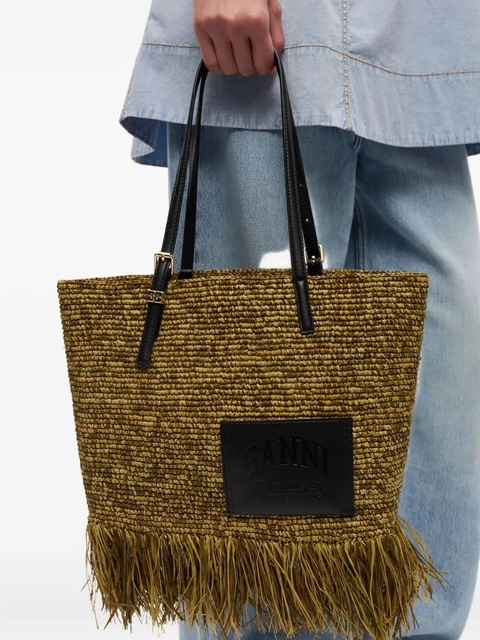 GANNI raffia tote bag - Neutrals - zdjęcie produktu nr 2