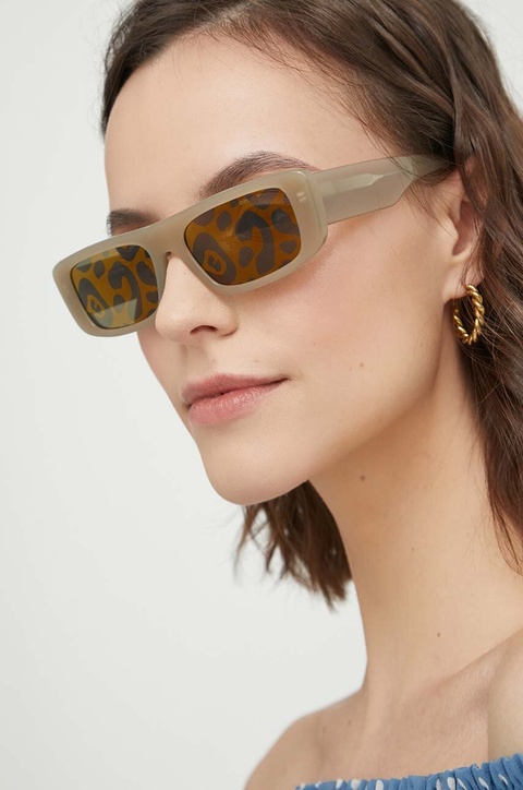Emporio Armani okulary przeciwsłoneczne damskie kolor beżowy - zdjęcie produktu nr 1
