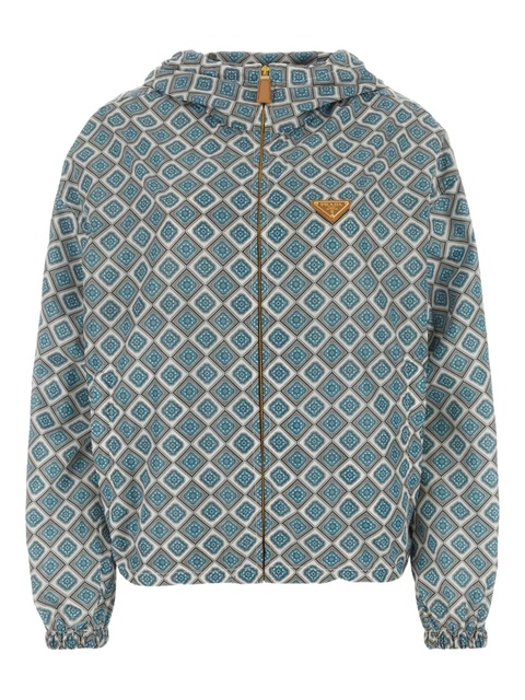 Prada geometric-print hooded jacket - Blue - zdjęcie produktu nr 1