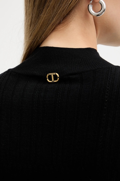 Twinset sweter damski kolor czarny lekki z półgolfem 252TT3221 - zdjęcie produktu nr 1