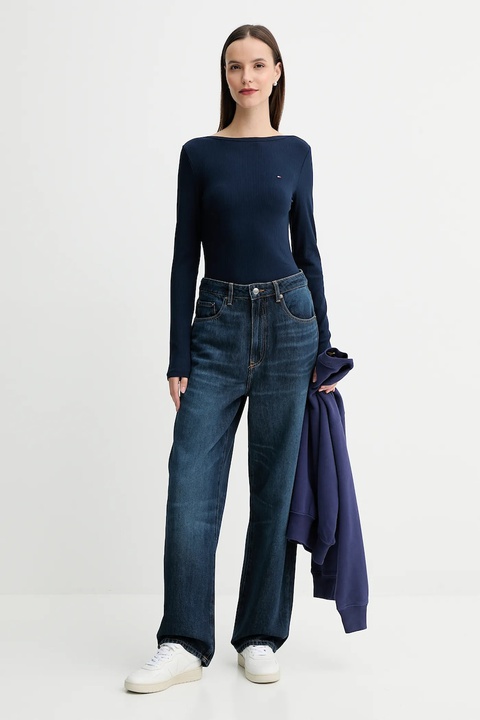 Tommy Hilfiger longsleeve kolor granatowy WW0WW47309 - zdjęcie produktu nr 2