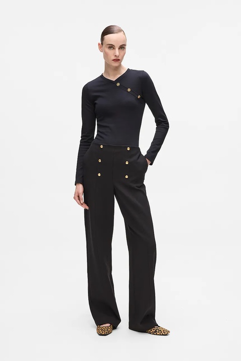 Karl Lagerfeld spodnie damskie kolor czarny proste high waist A4W10110 - zdjęcie produktu nr 1