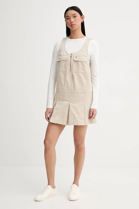 Tommy Jeans sukienka bawełniana kolor beżowy mini rozkloszowana DW0DW21949 - zdjęcie produktu nr 2