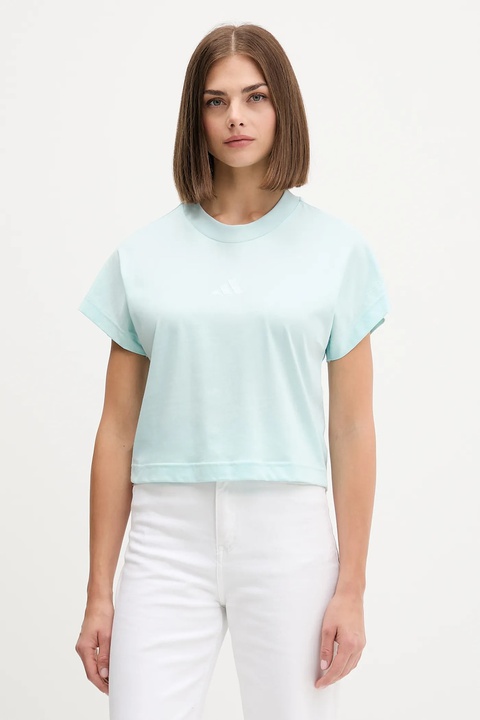 adidas t-shirt bawełniany All Szn damski kolor turkusowy JV9840 - zdjęcie produktu nr 1