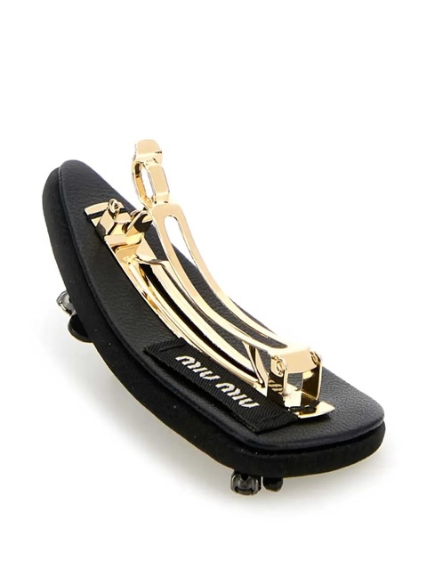 Miu Miu logo-lettering hair clip - Black - zdjęcie produktu nr 1