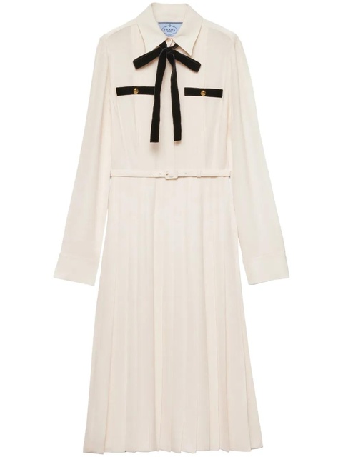 Prada pleated satin maxi dress - Neutrals - zdjęcie produktu nr 1