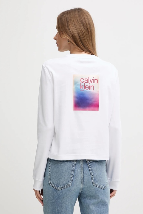 Calvin Klein Jeans longsleeve bawełniany kolor biały LV047D223G - zdjęcie produktu nr 2