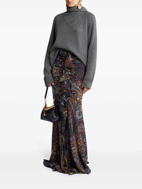 ETRO stretch sable paisley-print long skirt - Black - zdjęcie produktu nr 1