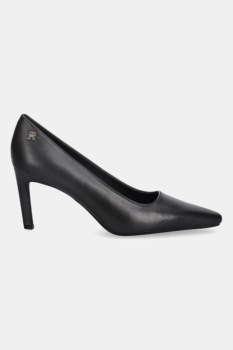 Tommy Hilfiger szpilki skórzane TH LOGO LTH PUMP SLANTED HL kolor brązowy FW0FW09008 - zdjęcie produktu nr 1