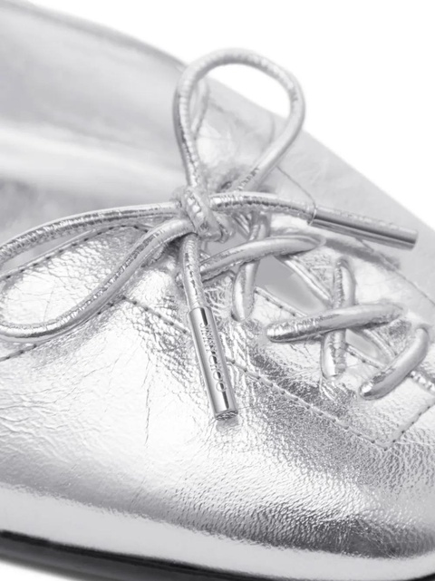 Jimmy Choo Scarlett lace-up bow ballerina flats - Silver - zdjęcie produktu nr 2