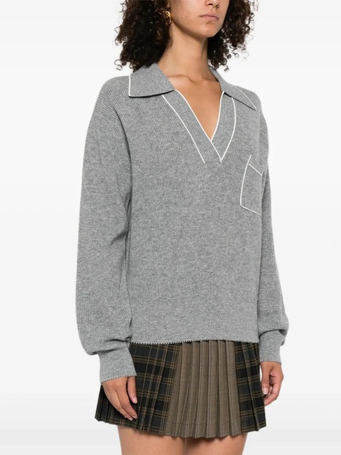 SANDRO polo-collar patch-pocket jumper - Grey - zdjęcie produktu nr 2