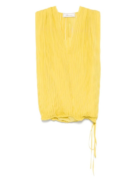 Blumarine pleated silk top - Yellow - zdjęcie produktu nr 1