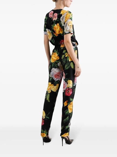 Dolce & Gabbana floral-print trousers - Black - zdjęcie produktu nr 2