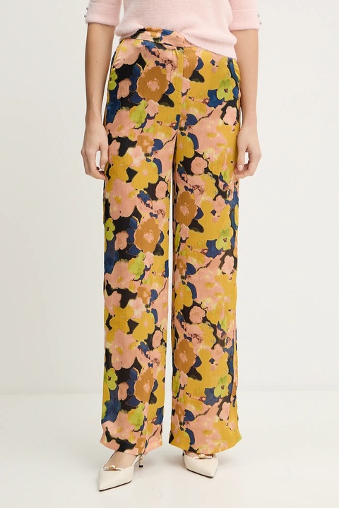 Morgan spodnie damskie kolor żółty proste high waist PERY.F - zdjęcie produktu nr 1