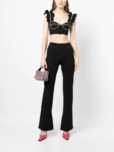 AREA crystal-embellished cropped top - Black - zdjęcie produktu nr 2