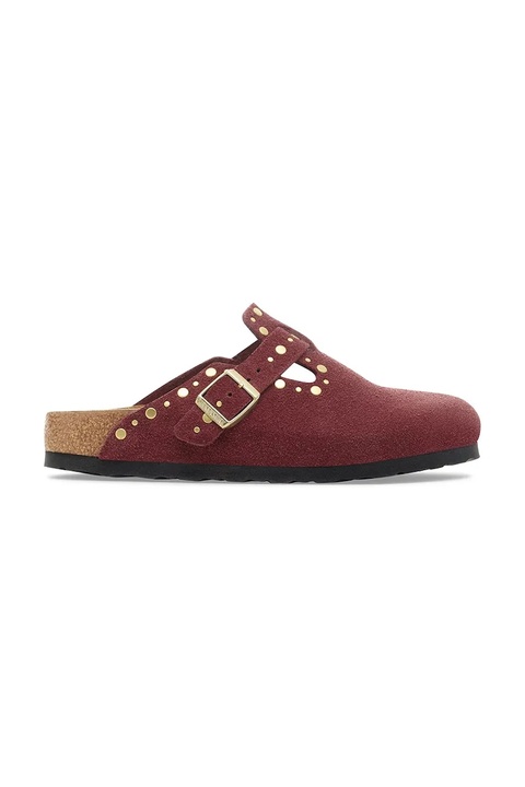 Birkenstock klapki zamszowe Boston Rivet damskie kolor czerwony 1030379 - zdjęcie produktu nr 1