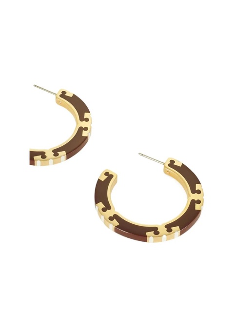 Tory Burch T Stripe hoop earrings - Gold - zdjęcie produktu nr 2