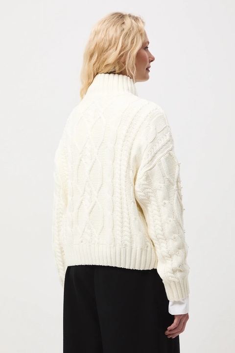 Medicine sweter damski kolor beżowy ciepły z półgolfem - zdjęcie produktu nr 1