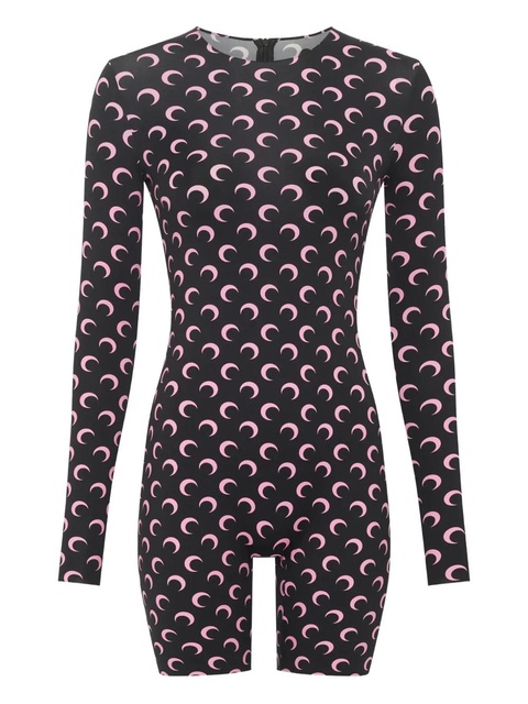 Marine Serre Moon-print jersey playsuit - Black - zdjęcie produktu nr 1