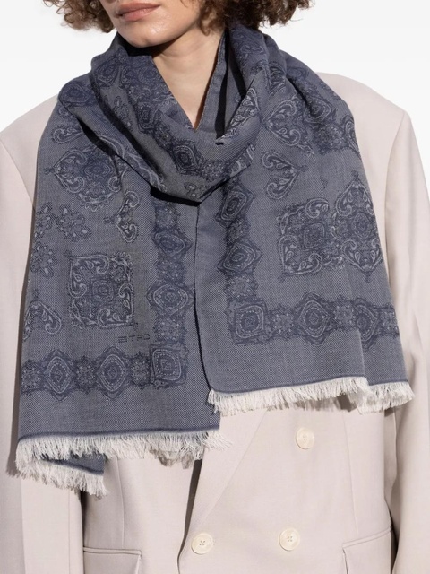 ETRO paisley-print fringed scarf - Blue - zdjęcie produktu nr 2