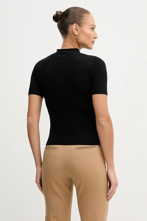 Sisley sweter z dodatkiem wełny damski kolor czarny z półgolfem 11BAM105P - zdjęcie produktu nr 1