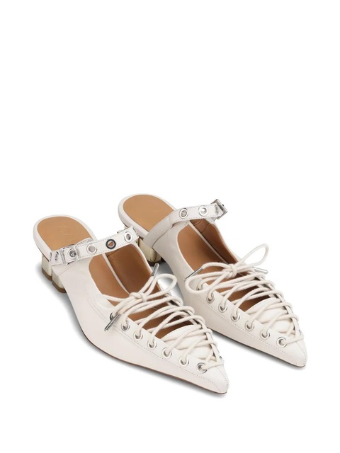 GANNI laced leather mules - White - zdjęcie produktu nr 2