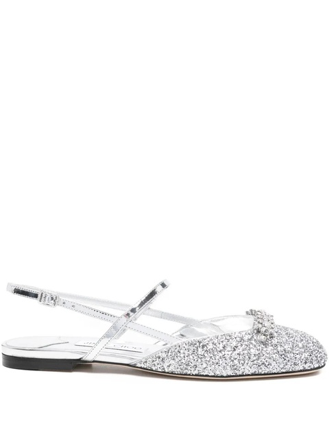 Jimmy Choo Belinda glitter-embellished slingback sandals - Silver - zdjęcie produktu nr 1
