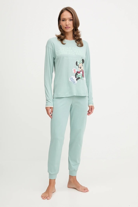 United Colors of Benetton longsleeve piżamowy damska kolor turkusowy 3Y5E3M07Q - zdjęcie produktu nr 1